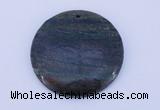 NGP155 2pcs 45mm flat round fashion long spar stone pendants