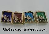 NGP1568 9*33*45mm rectangle agate with brass setting pendants