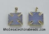 NGP1688 24*24mm - 26*26mm blue lace agate gemstone pendants
