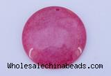 NGP170 2pcs 45mm flat round dyed white jade gemstone pendants