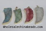 NGP1786 15*35mm - 20*45mm oxhorn druzy agate gemstone pendants