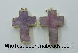 NGP1878 30*45mm - 32*50mm cross druzy agate gemstone pendants