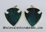 NGP1965 47*57mm arrowhead agate gemstone pendants wholesale