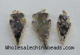 NGP1987 15*40mm - 20*50mm arrowhead druzy agate pendants