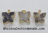NGP1990 22*25mm - 25*30mm butterfly druzy agate pendants