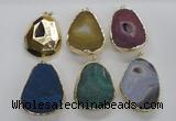 NGP1994 35*45mm - 40*50mm freeform plated druzy agate pendants