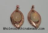 NGP2131 22*40mm agate gemstone pendants with crystal pave alloy settings