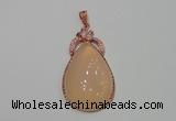 NGP2138 27*50mm agate gemstone pendants with crystal pave alloy settings