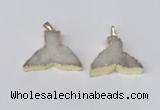 NGP2225 20*25mm - 22*30mm fishtail druzy agate gemstone pendants