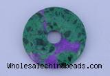 NGP223 5*30mm synthetic ruby zoisite & malachite gemstone donut pendant