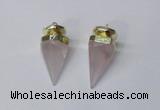 NGP2405 18*35mm - 20*40mm cone rose quartz pendants wholesale