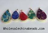 NGP2467 30*40mm - 40*50mm flat teardrop sea sediment jasper pendants