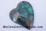 NGP255 41*50mm fashion malachite & pyrite gemstone pendants