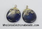 NGP2623 40*50mm oval lapis lazuli gemstone pendants wholesale