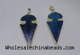 NGP2649 25*48mm - 28*54mm arrowhead agate pendants wholesale