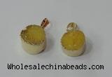NGP2666 14mm - 15mm coin druzy quartz gemstone pendants