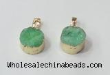 NGP2670 14mm - 15mm coin druzy quartz gemstone pendants