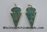 NGP2822 25*50mm - 27*55mm arrowhead sea sediment jasper pendants