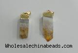 NGP2839 8*25mm - 12*40mm sticks druzy citrine gemstone pendants
