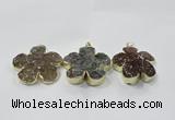NGP2852 42*45mm - 50*52mm flower agate gemstone pendants