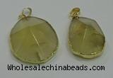 NGP3063 25*35mm – 35*45mm freeform lemon quartz pendants