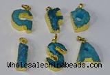 NGP3074 20*25mm - 25*30mm letter druzy agate pendants wholesale