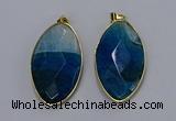 NGP3288 33*55mm faceted marquise agate gemstone pendants wholesale