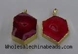 NGP3496 25*40mm - 30*45mm hexagon druzy agate pendants