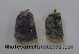 NGP3506 22*40mm - 30*45mm freeform druzy amethyst pendants
