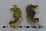 NGP3530 22*58mm - 25*55mm seahorse agate gemstone pendants