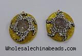 NGP3574 35*45mm flat teardrop druzy agate pendants wholesale