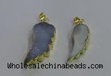 NGP3603 15*30mm - 18*40mm wing-shaped druzy agate pendants