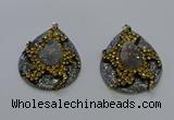 NGP3670 35*45mm flat teardrop druzy agate pendants wholesale
