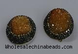 NGP3678 35*45mm oval plated druzy agate gemstone pendants