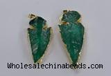 NGP3817 25*45mm - 30*60mm arrowhead dyed white crystal pendants