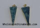 NGP3986 20*48mm - 25*50mm triangle druzy agate pendants wholesale