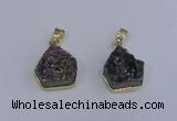 NGP4009 15*16mm freeform druzy quartz gemstone pendants