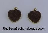 NGP4022 20*20mm heart druzy quartz gemstone pendants