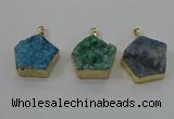 NGP4119 28*28mm - 30*30mm pentagon druzy quartz pendants wholesale