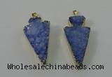 NGP4159 20*45mm - 22*48mm arrowhead druzy quartz pendants