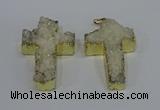 NGP4172 30*48mm - 32*50mm cross druzy quartz pendants wholesale