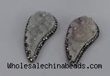 NGP4313 20*40mm - 25*50mm wing-shaped druzy quartz pendants