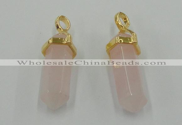 NGP5027 8*30mm sticks rose quartz gemstone pendants wholesale