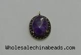 NGP6097 20*25mm - 22*30mm oval amethyst pendants wholesle