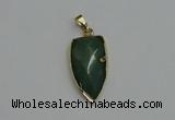 NGP6124 12*35mm - 15*40mm arrowhead green aventurine pendants