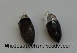 NGP6224 12*28mm - 15*30mm faceted bullet smoky quartz pendants