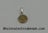 NGP6278 14mm flat round druzy agate gemstone pendants wholesale