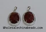 NGP6361 25*30mm oval red rabbit hair pendants wholesale
