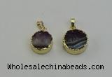 NGP6407 18mm - 20mm coin druzy amethyst pendants wholesale