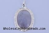 NGP646 5pcs 16*36mm oval purple agate with brass gemstone pendants